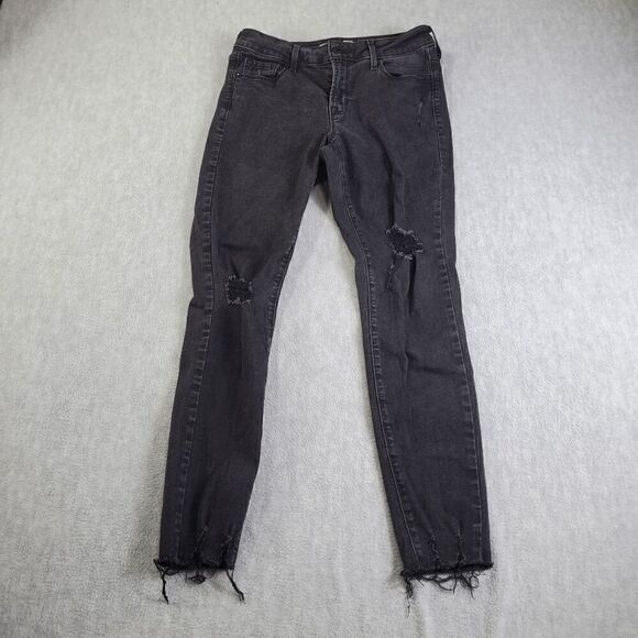 Old Navy Jeans Womens 6 Black Rockstar Super Skinny Straight Ankle Mid Rise - Picture 1 of 11